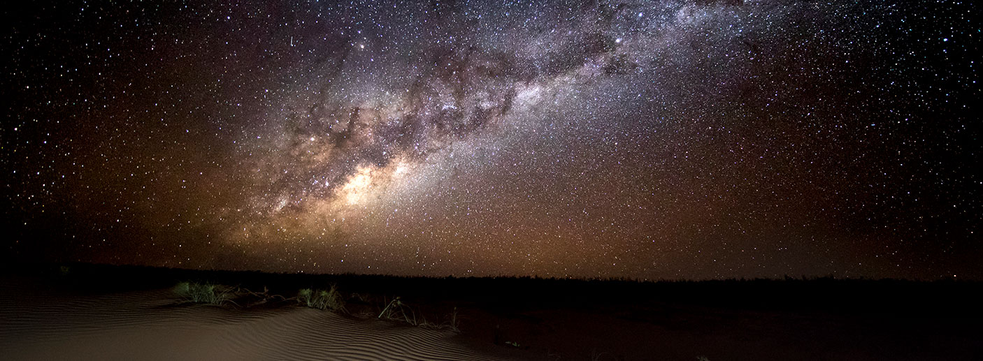 The stars in a very dark sky