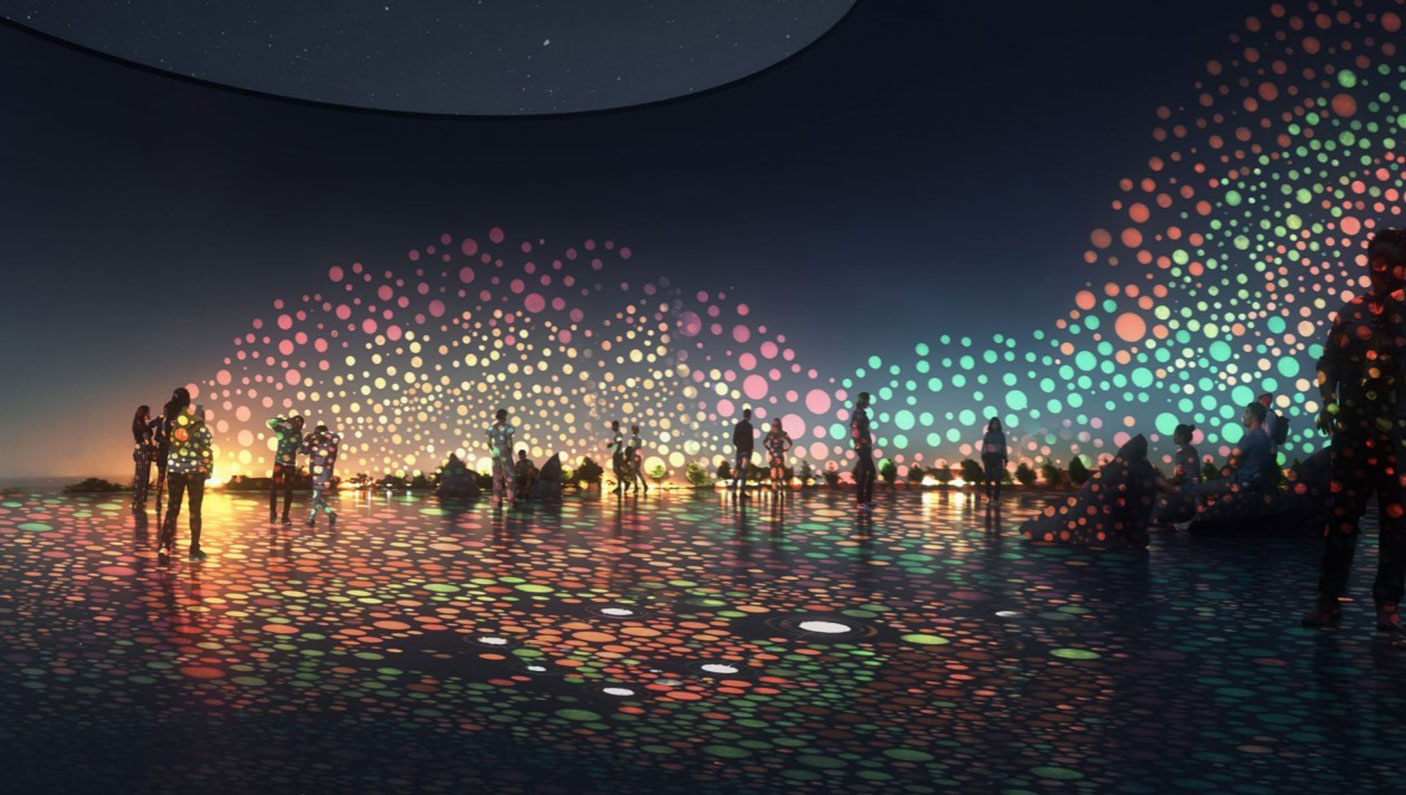 People enjoying a night immersive light and cultural experience