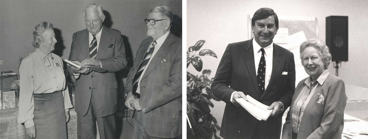 2 historical photographs of Margaret Medcalf at wotk