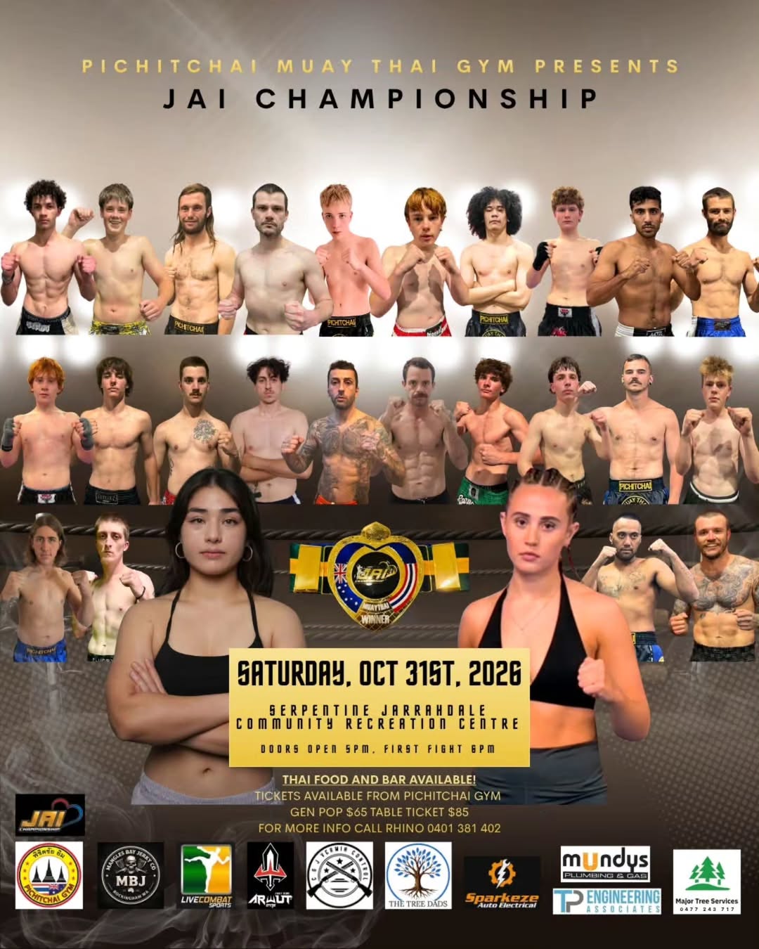Poster for Jai Championships 31 October 2026, with images of approx 30 male and female athletes