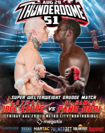 Poster for Thunderdome 51, 29 August 2025, with images of two welterweight fighers