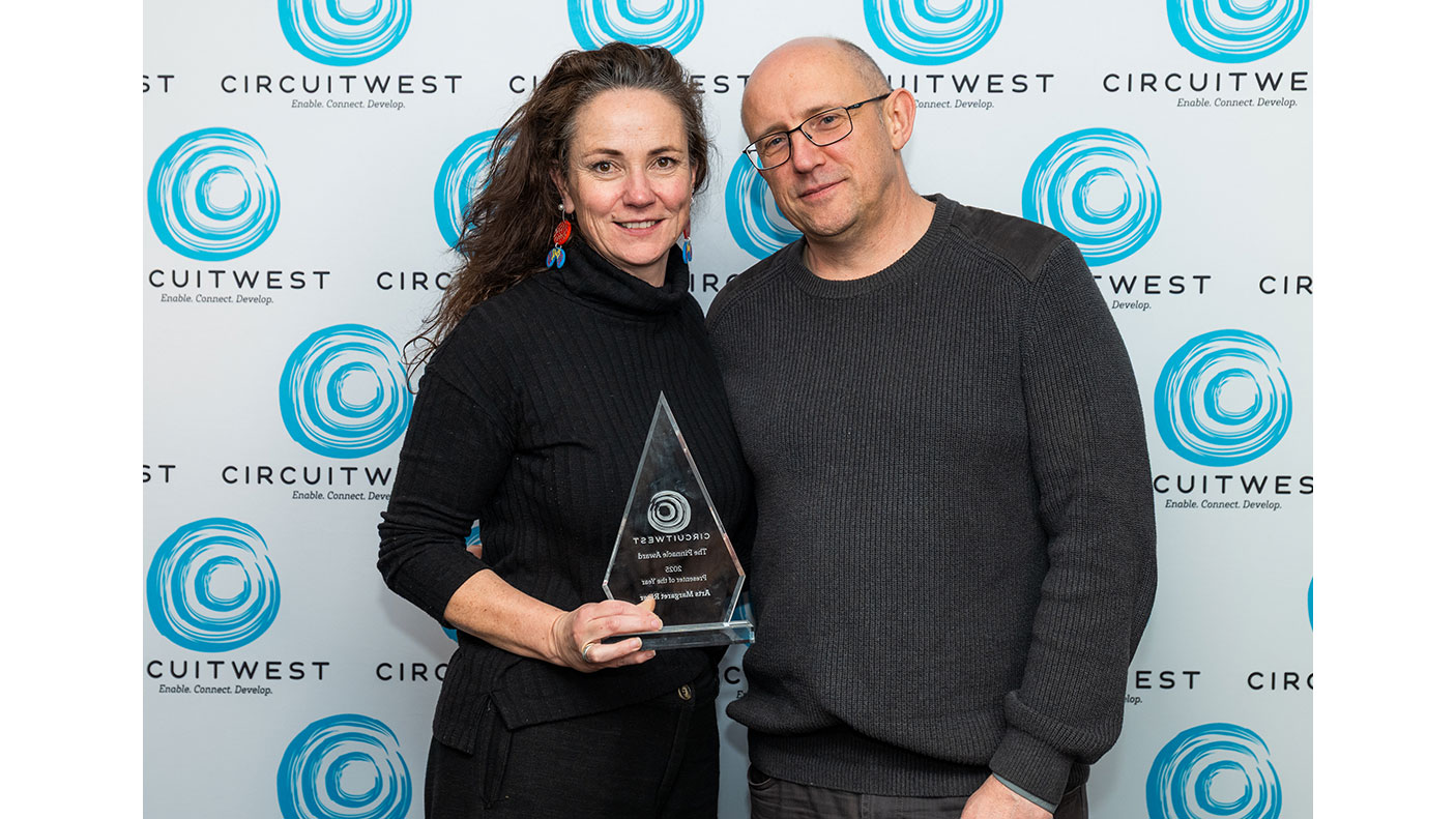 Arts Margaret River are the joint winners of 2025 Presenter of the Year Awards – L-R Michelle Wright and Christopher Young