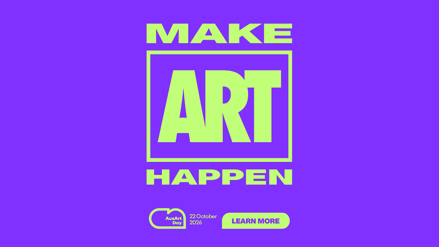A campaign graphic which reads Make ART happen.
