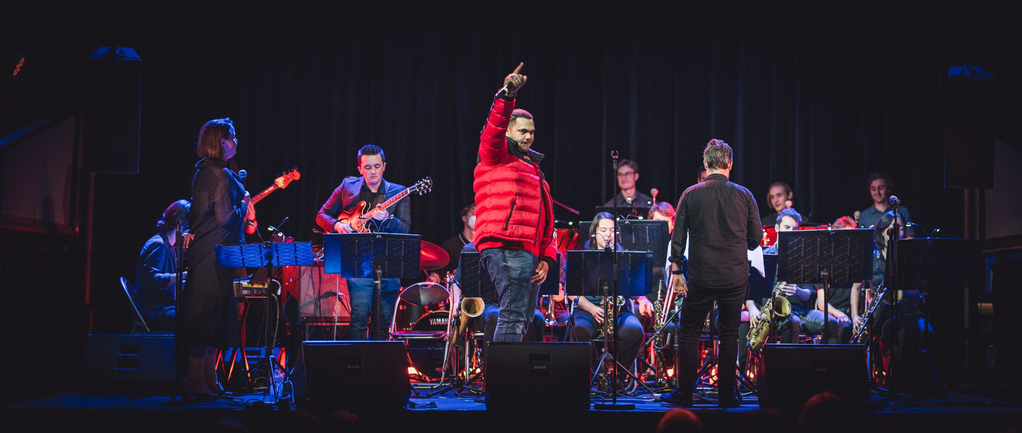 A scene from the performance Be-Bop to Hip-Hop by WAYJO and Zero Emcee