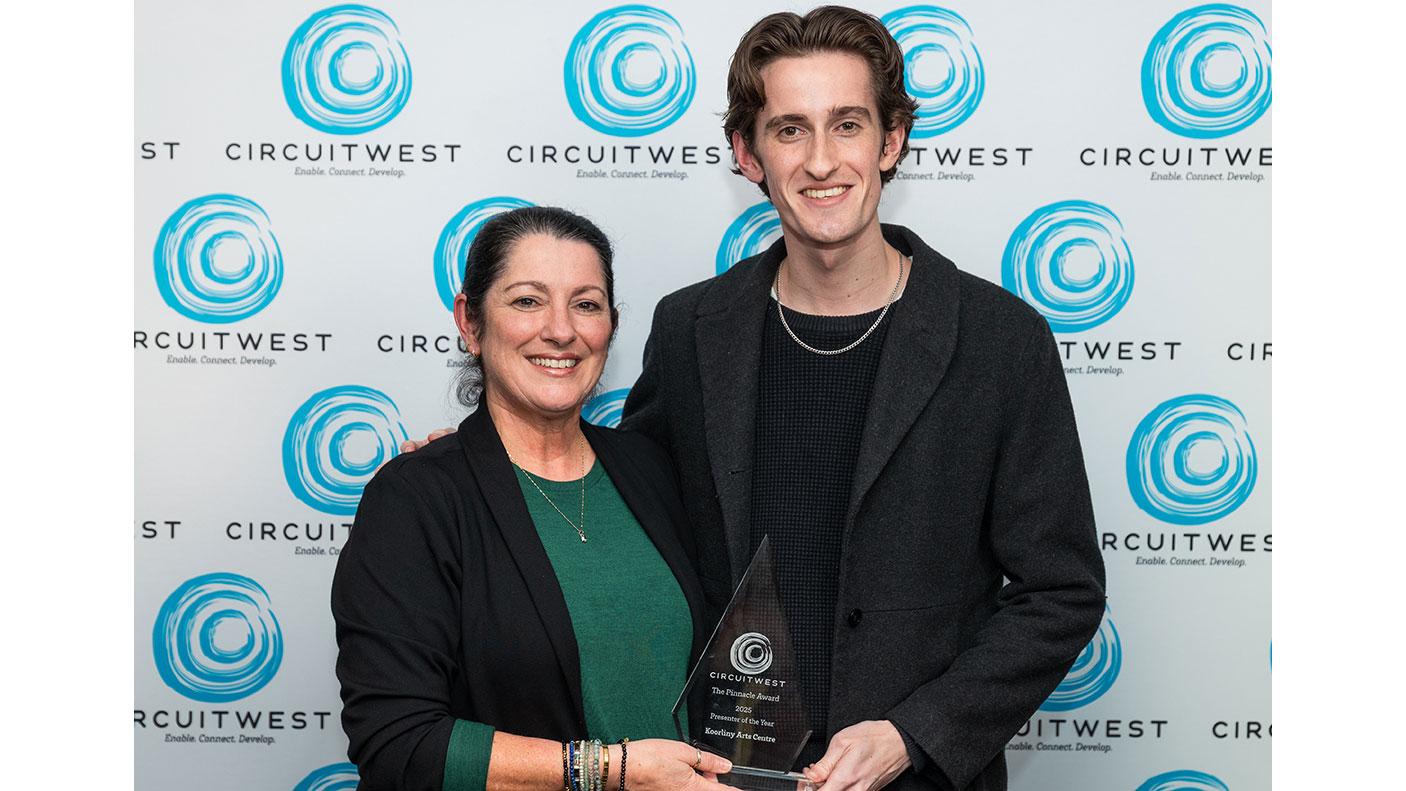 Koorliny Arts Centre are the joint winners of 2025 Presenter of the Year Awards – L-R Blake Jenkins and Katherine Freind
