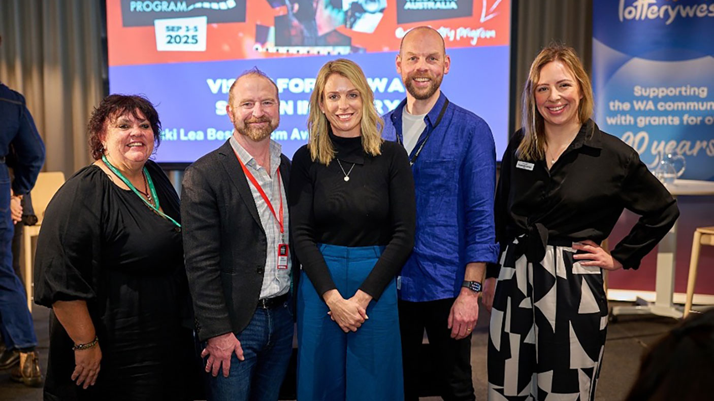 5 people stand together at the  CinefestOz film festival in Busselton.