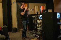 Adrian Kelly, recording ‘Cry, Wolf!’ by Adrian Kelly at Crank Recording, Perth, WA; August 2020. Photo by Nik Babic. 