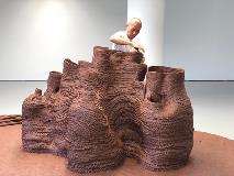 Jason Lim’s: Under the Shadow of the Banyan Tree, Jason Lim. Performance-Installation,ICA Singapore, 2018, 5 days durational performance.    Each day 6 hours non stop working with terracotta clay. Photograph: courtesy of the artist. 