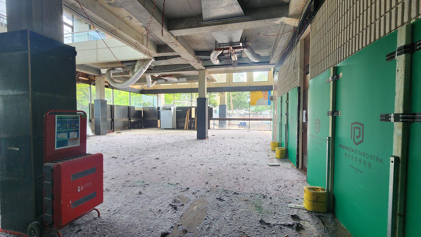 The Perth Concert Hall undergoing redevelopment works showing a building shell