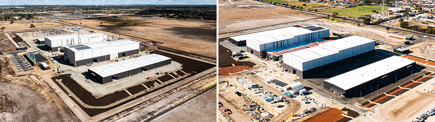 Montage of 2 photos showing the near complete perth Film Studios