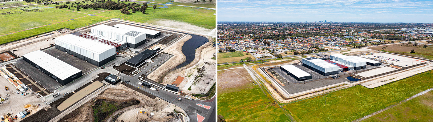2 areial photos of the newly completed Perth Film Studios