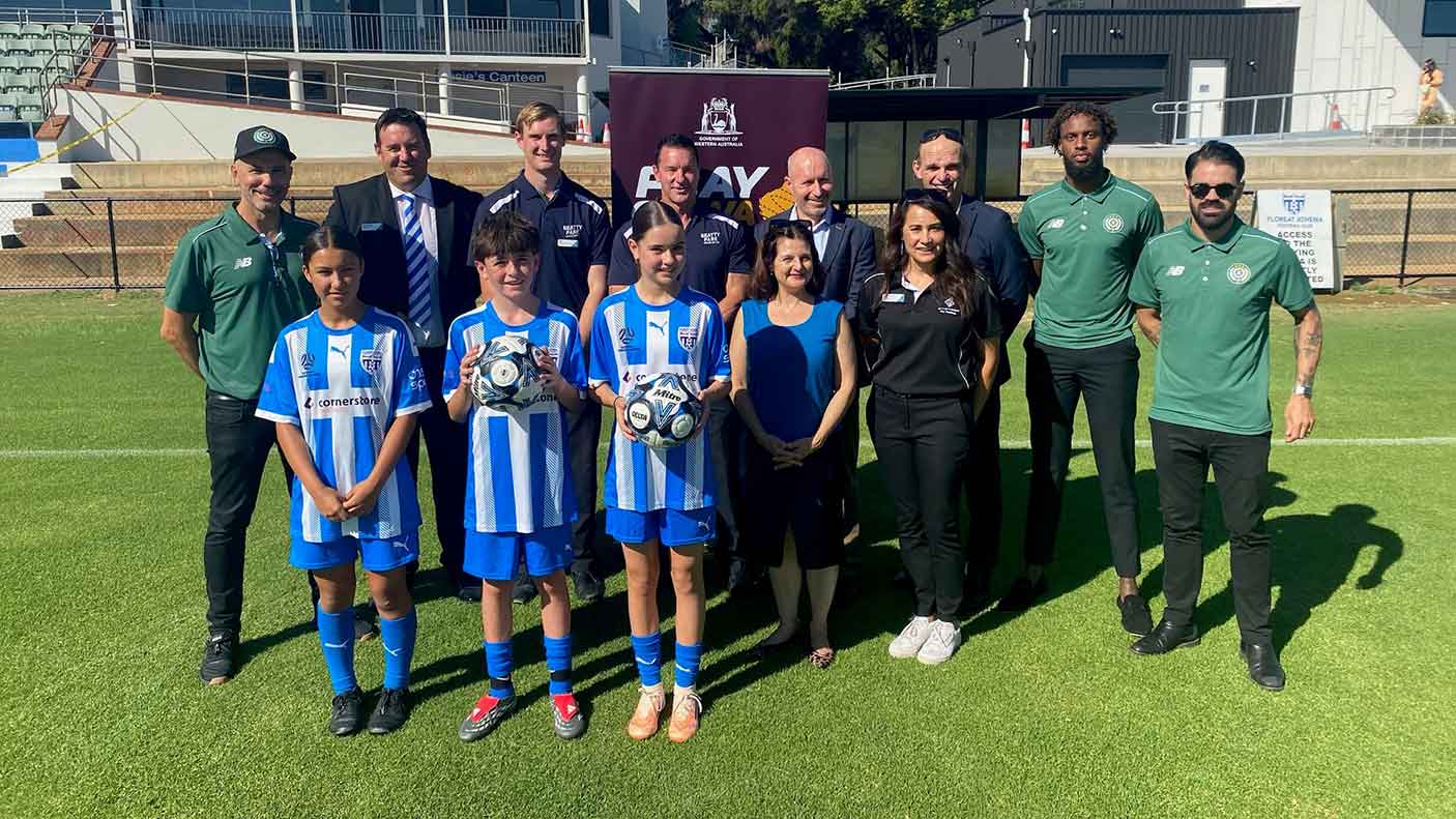 Floreat Athena and Olympic Kingsway members with representatives from the City of Vincent.