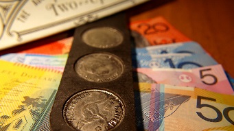 Two-up coins with money
