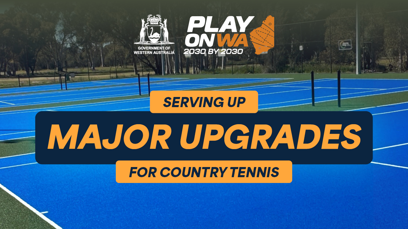 A view of a country tennis club and courts with the text: Serving up major upgrades for country tennis