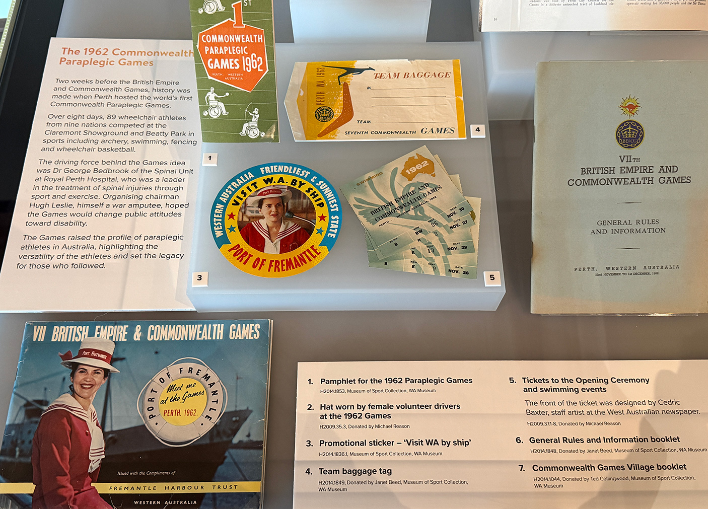 A close up of Commonwealth Games documents from 1962