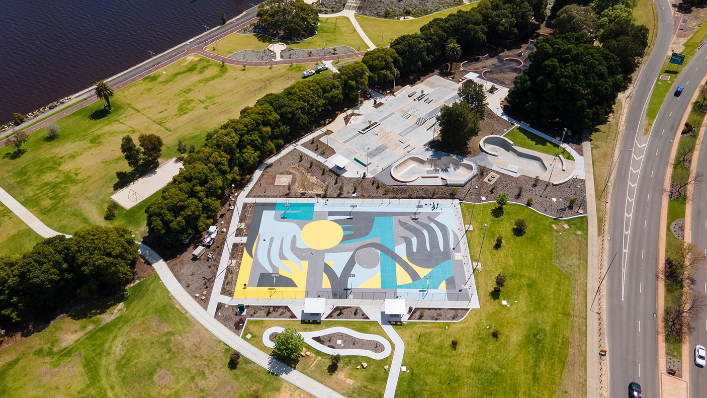 aerial view of the new park