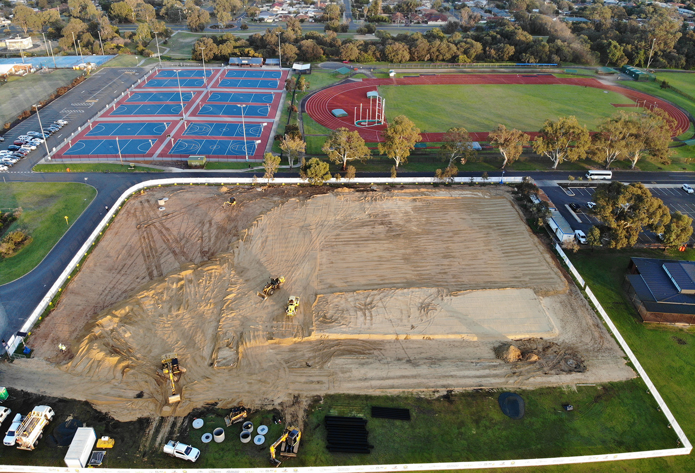 An aerial view of the Bunbury's community courts project