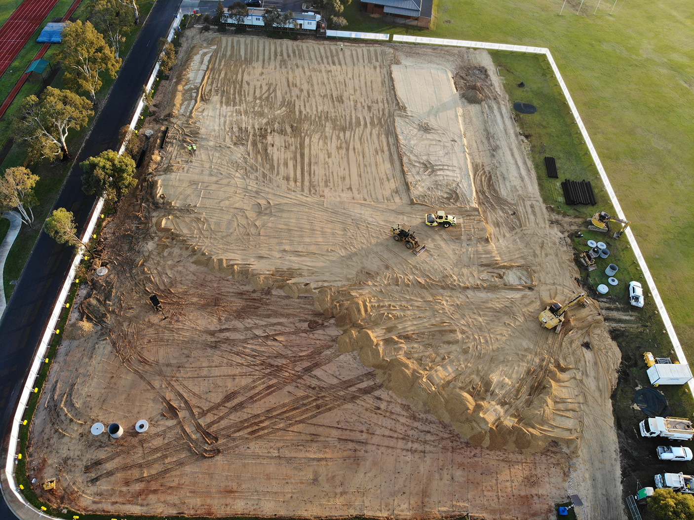 An aerial view of the earthworks at the Bunbury Community Courts project