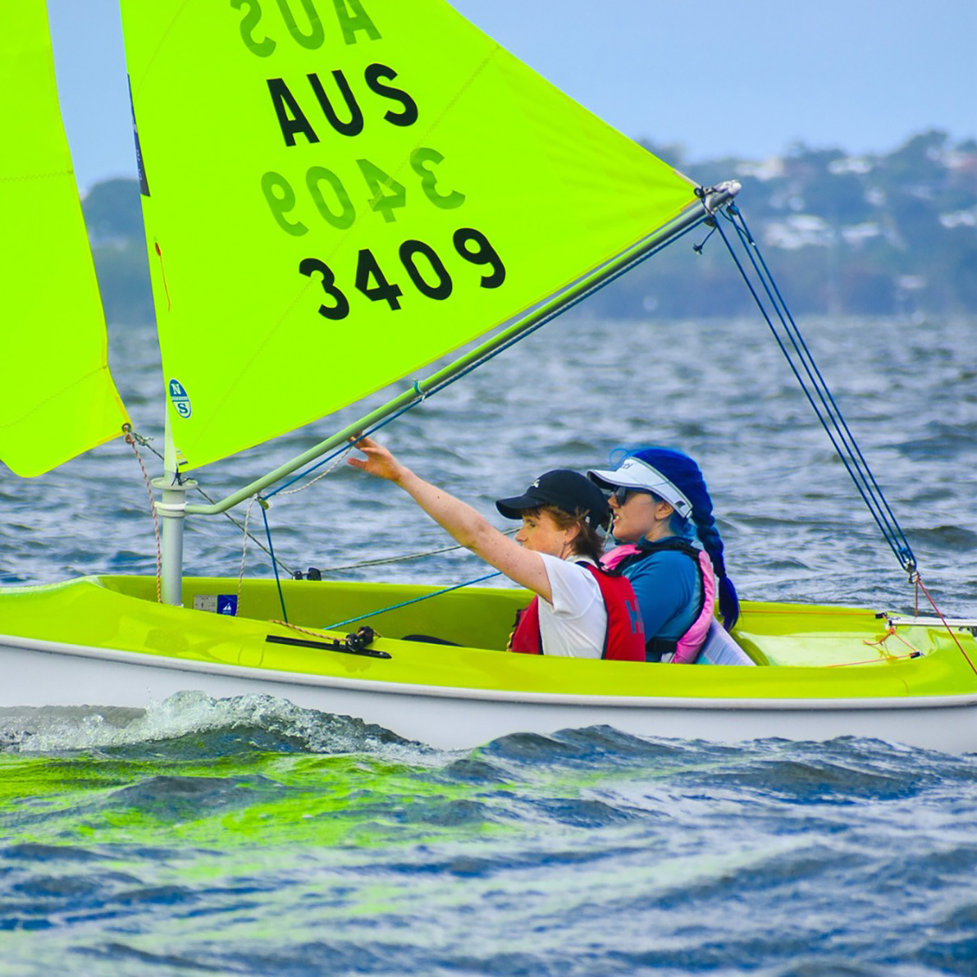 Two women in a sailing competition