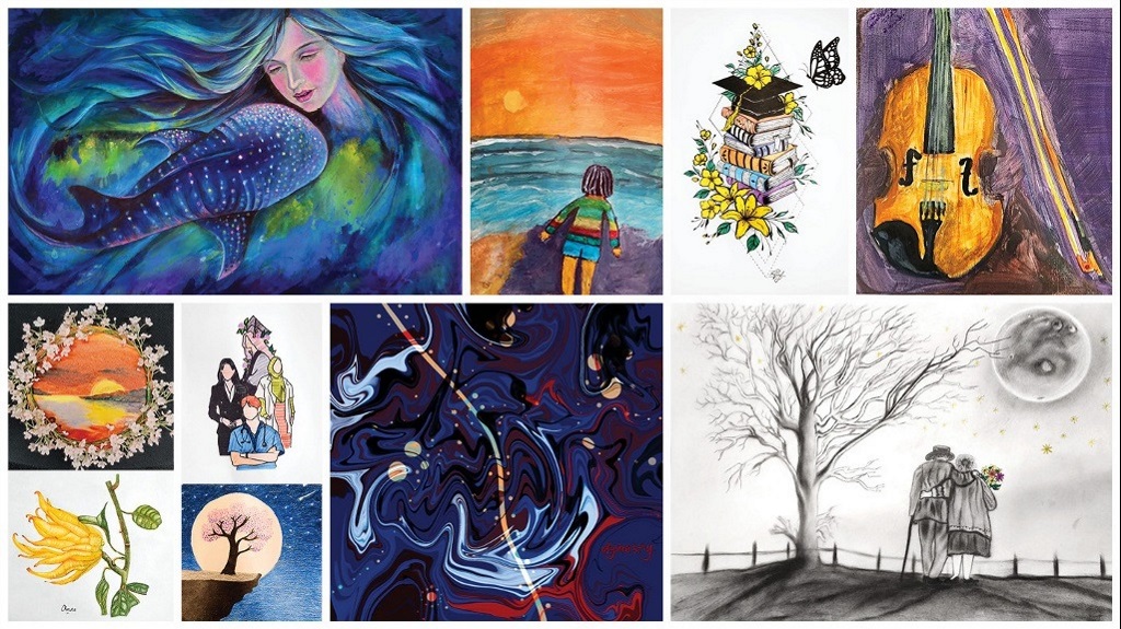 A montage of artwork byyoung emerging artists from culturally and linguistically diverse backgrounds